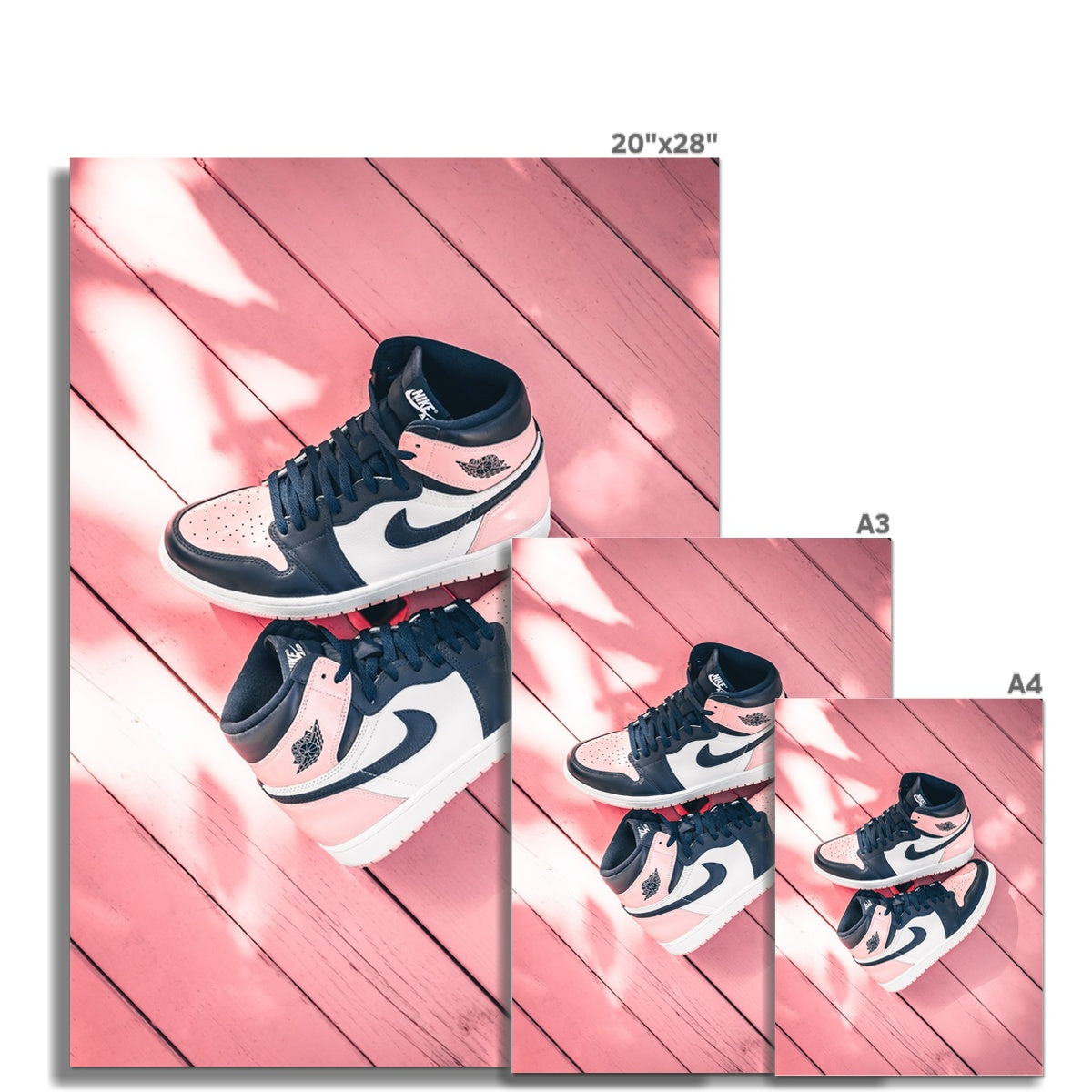 Size Guide Image of Air Jordan 1 High Bubblegum Sneaker Poster