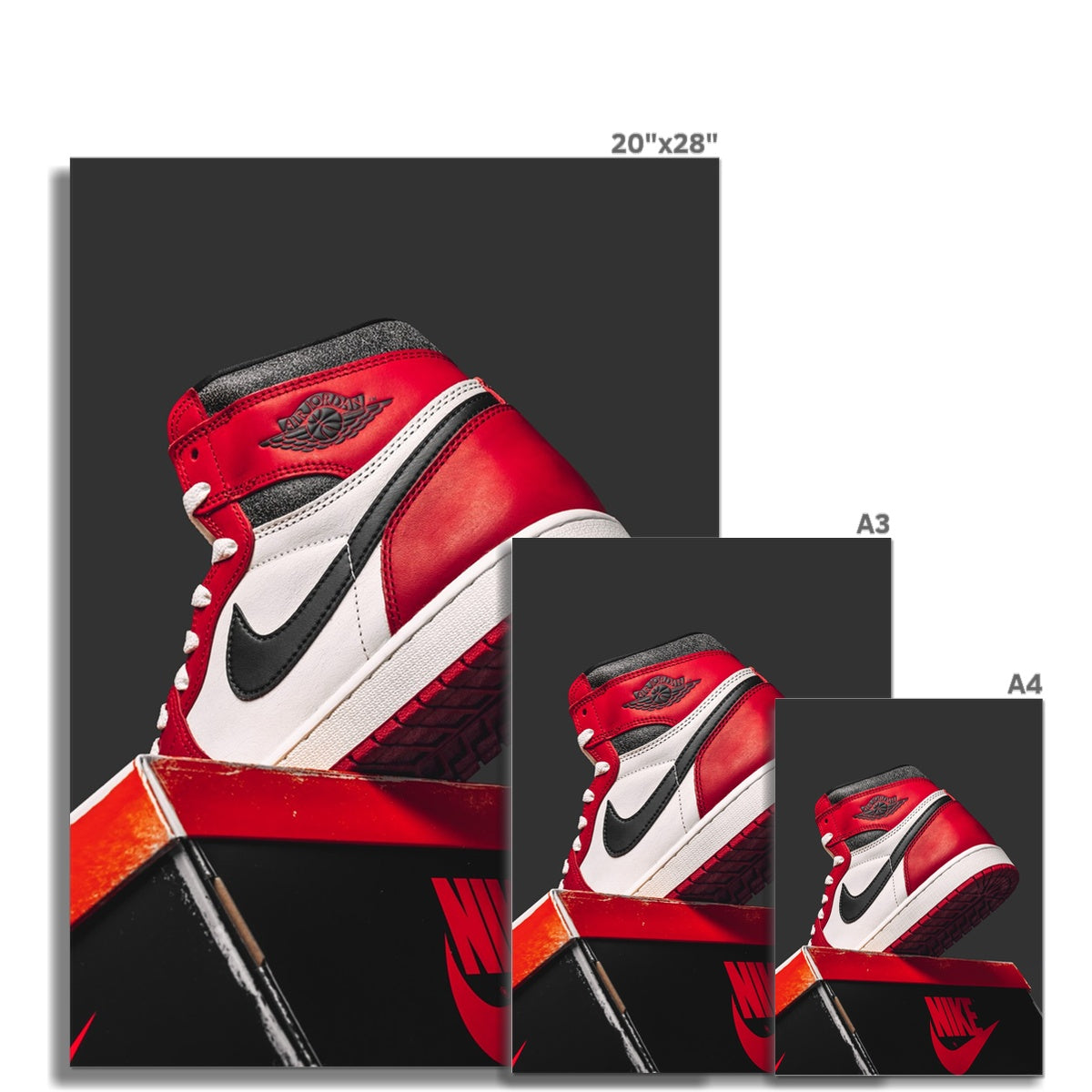 Size Guide Image of Air Jordan 1 High Lost And Found Sneaker Poster