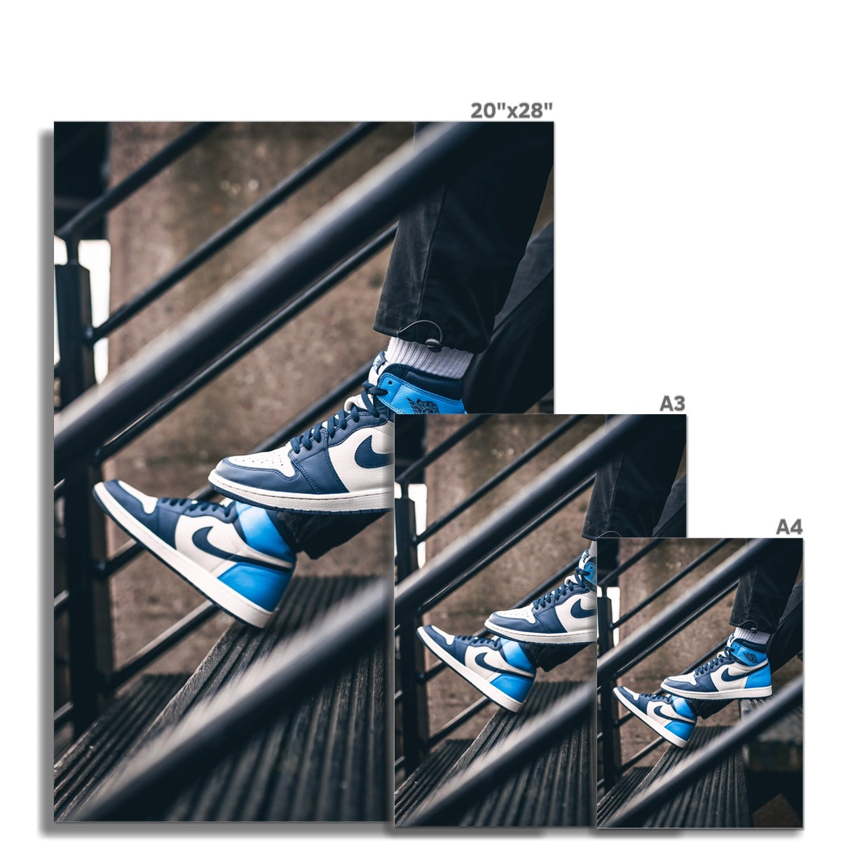 Size Guide Image of Air Jordan 1 High Obsidian Sneaker Poster