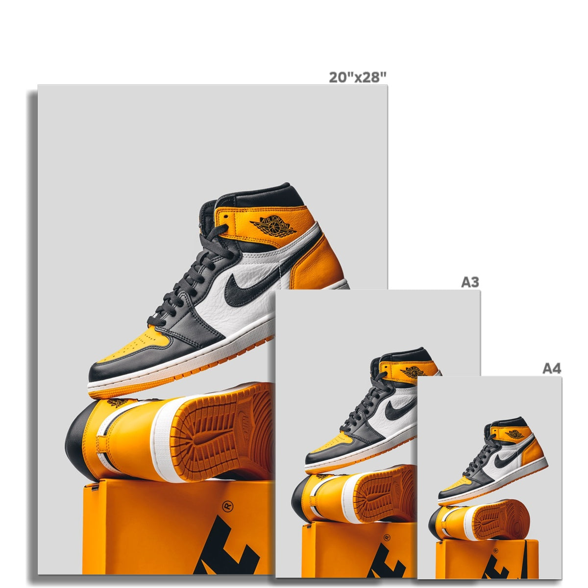 Size Guide Image of Air Jordan 1 High Taxi Sneaker Poster