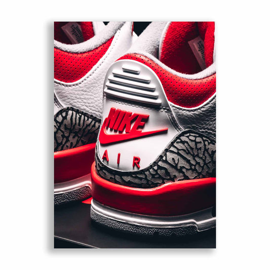 Image of Air Jordan 3 Fire Red Sneaker Poster