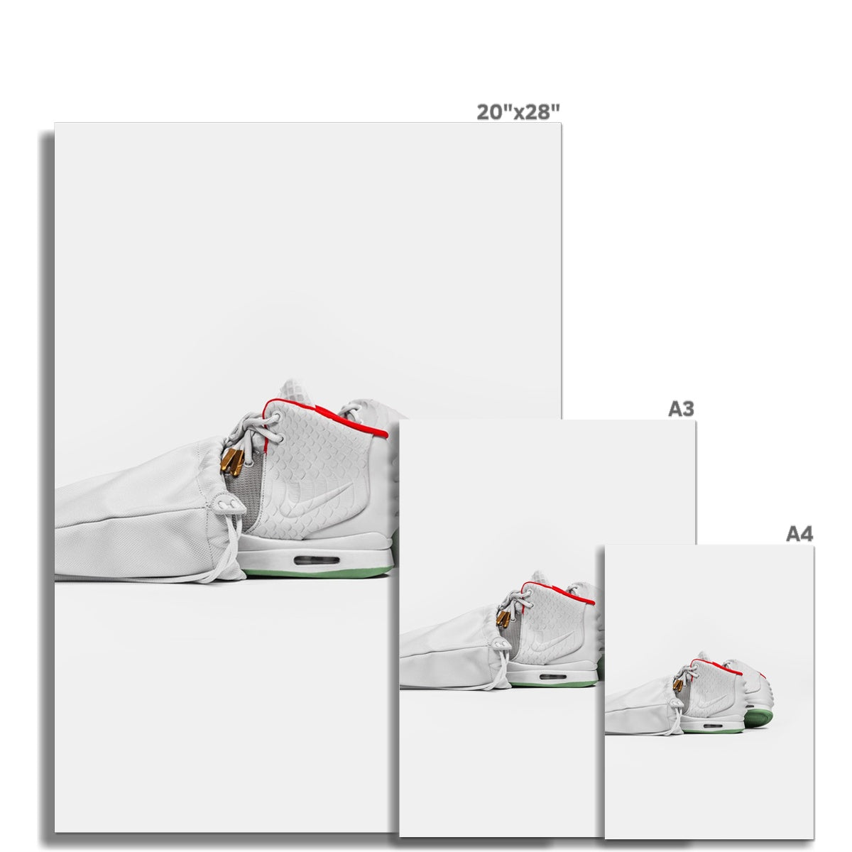 Size Guide Image of Nike Air Yeezy 2 Pure Platinum Sneaker Poster