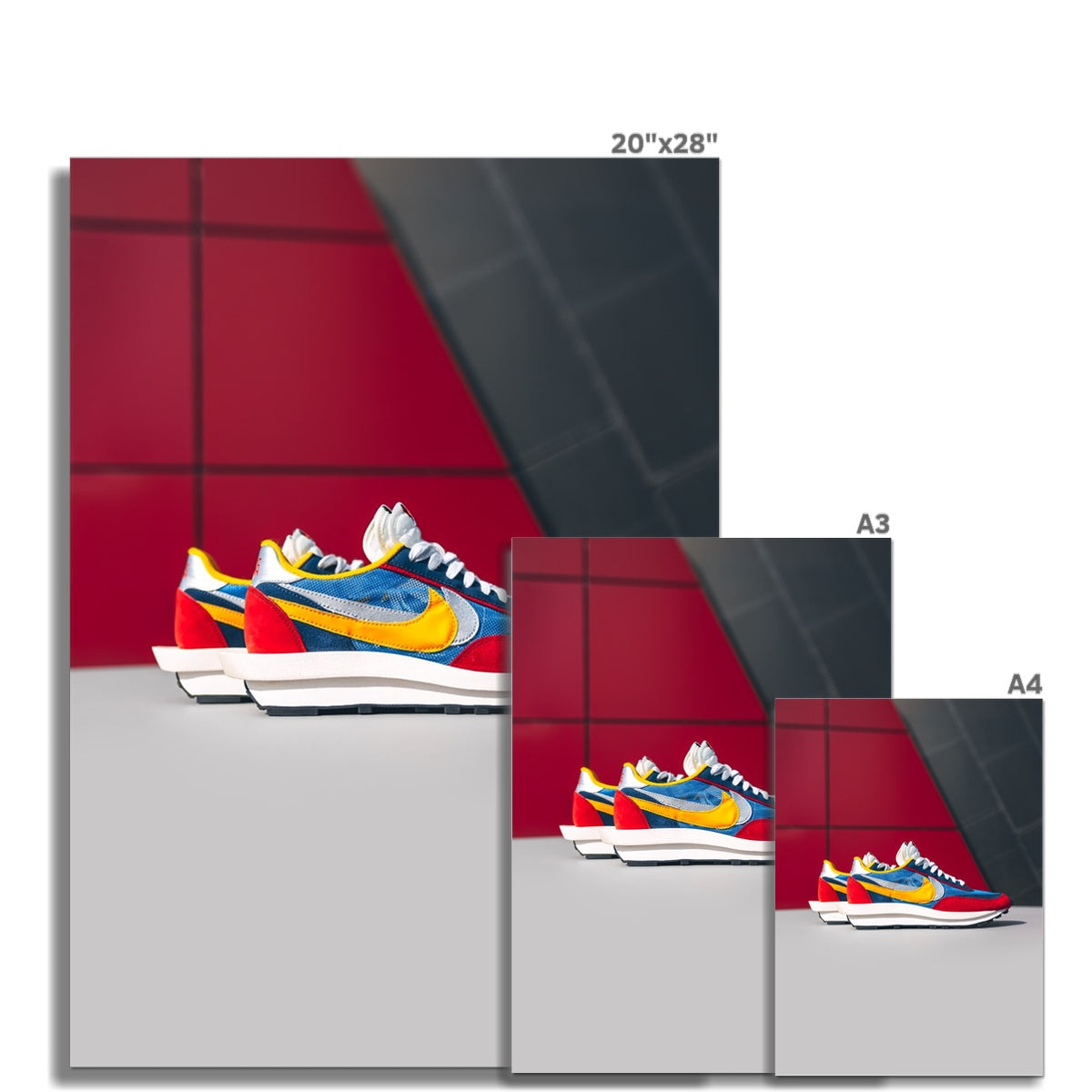 Size Guide View of Nike x Sacai Waffle Sneaker Poster