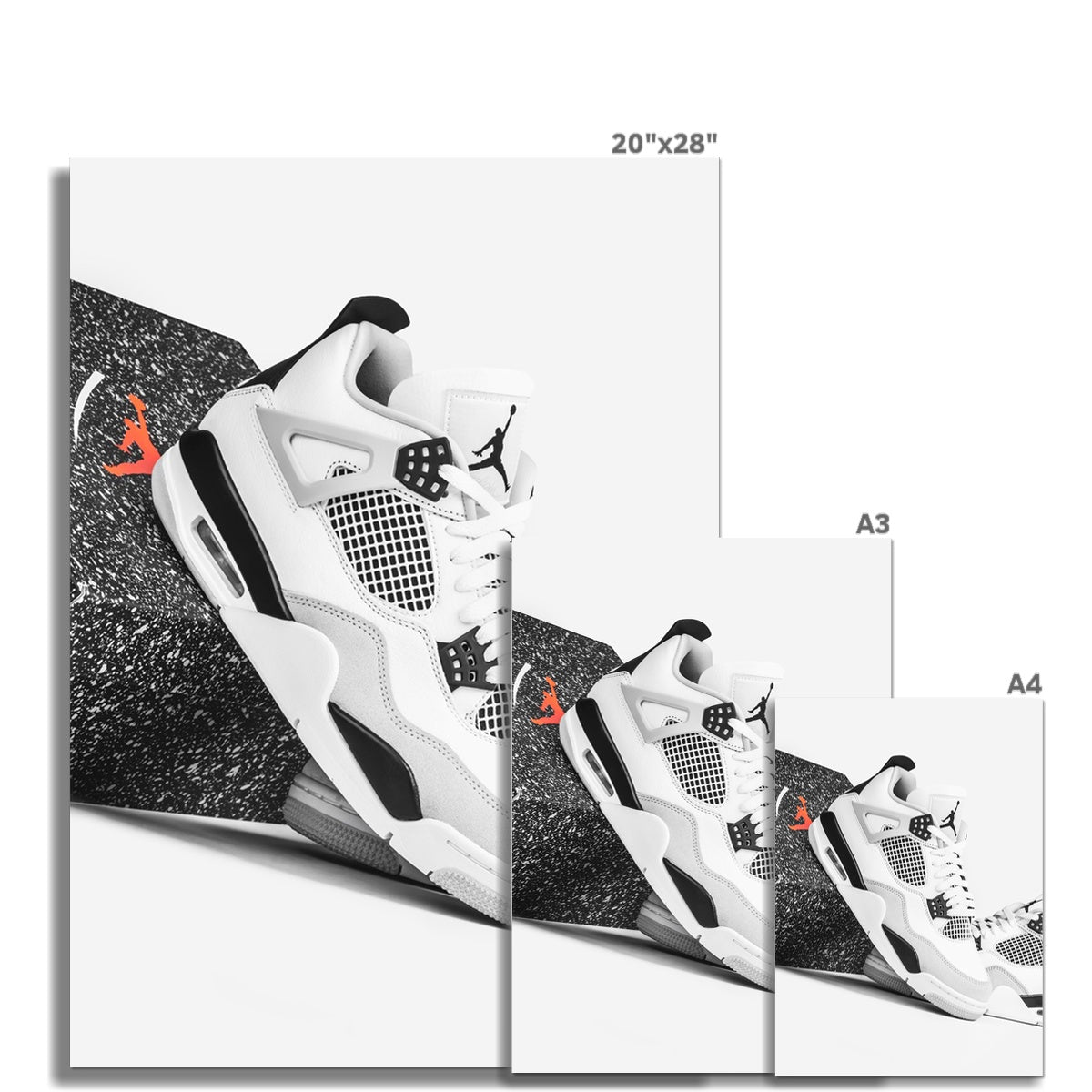 Size Guide Image of Air Jordan 4 Retro Military Sneaker Poster